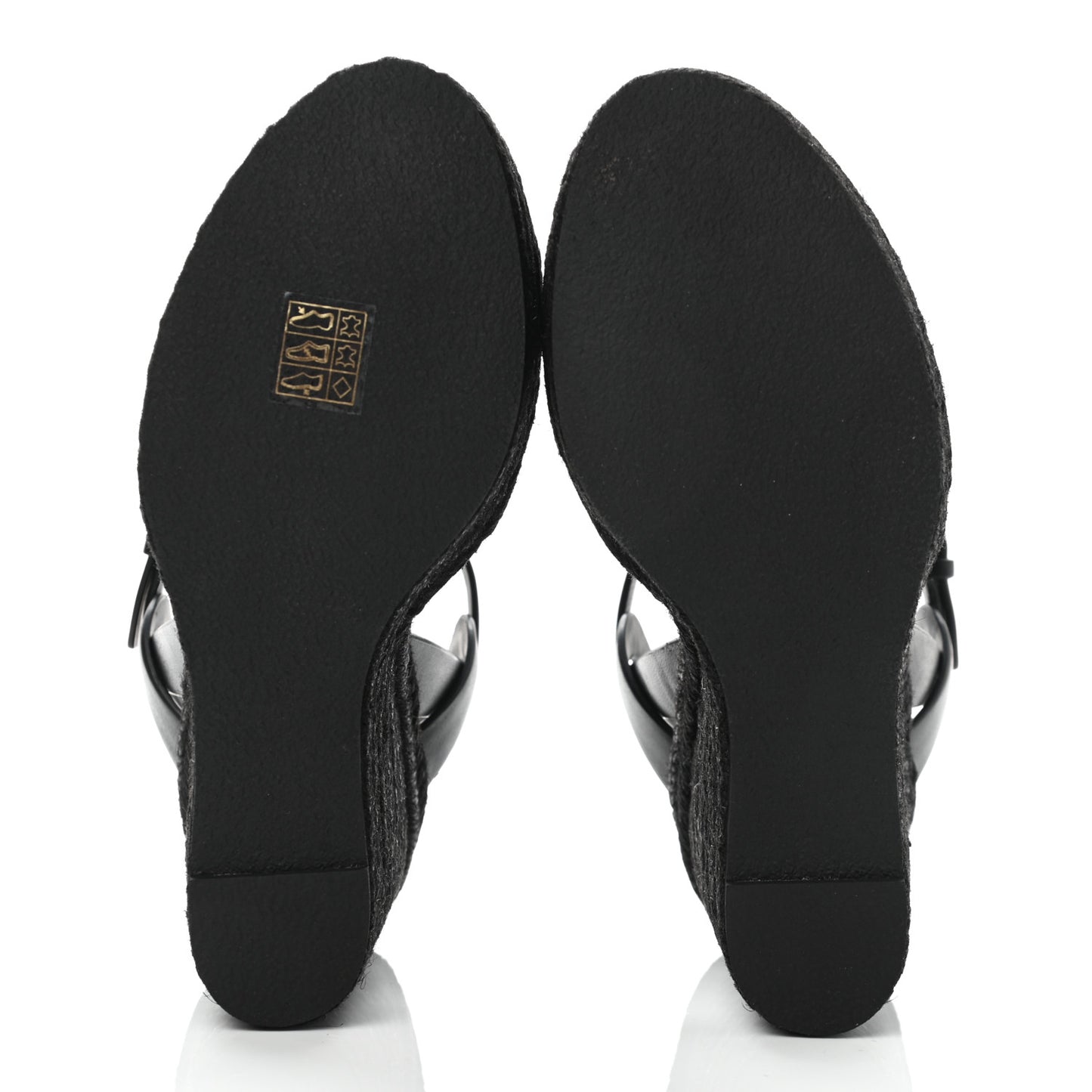 Calfskin Tribute 95 Platform Espadrille Wedge Sandals 39 Black