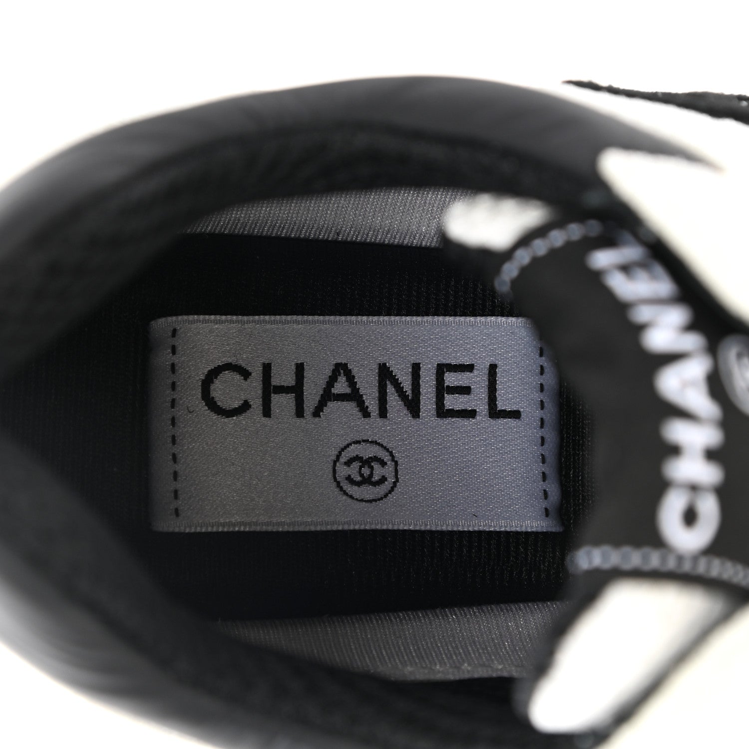 Chanel Mesh Suede Calfskin Grained Calfskin Womens CC Sneakers 36.5 White Black 6 of 8
