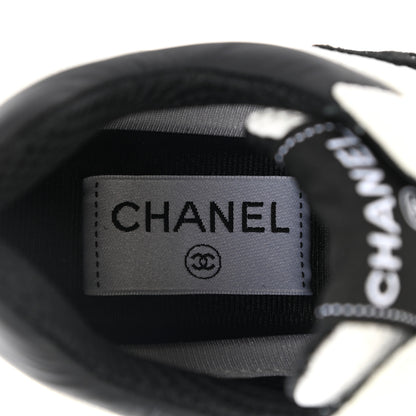 Chanel Mesh Suede Calfskin Grained Calfskin Womens CC Sneakers 36.5 White Black 6 of 8