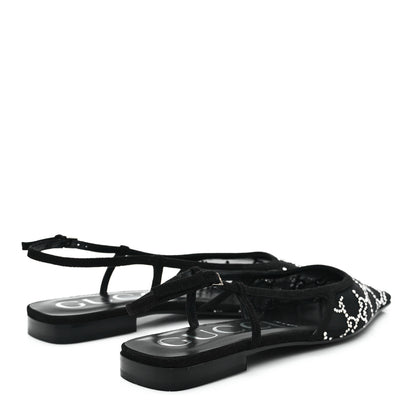 Gucci Tela Retino Kid Scamosciato Crystal GG Monogram Square Demi Ballet Flats 38 Black 5 of 9