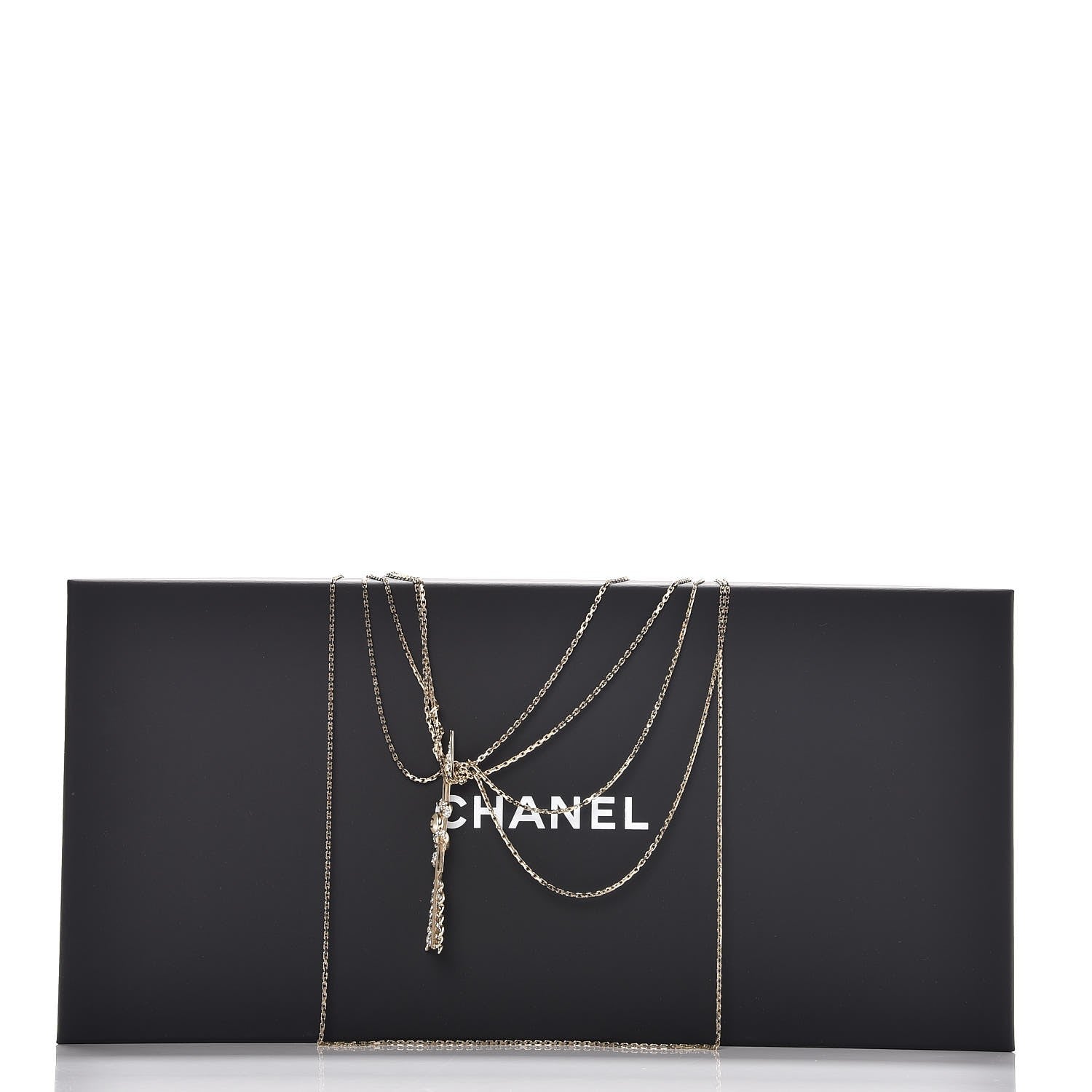 Chanel Crystal Pearl Multi Strand Chain CC Arrow Necklace Gold 6 of 6