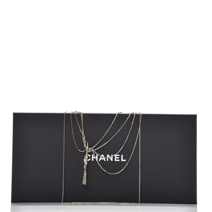 Chanel Crystal Pearl Multi Strand Chain CC Arrow Necklace Gold 6 of 6