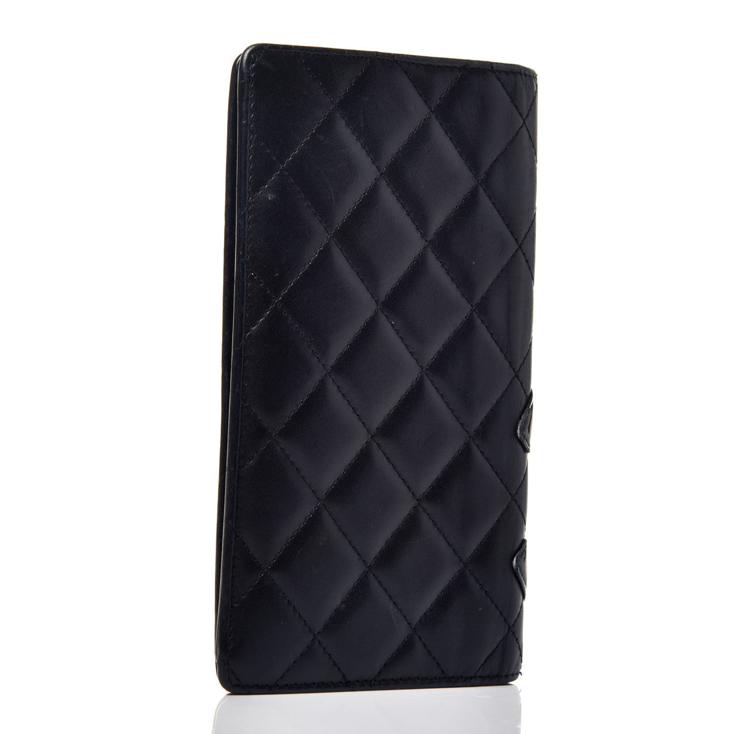 Calfskin Quilted Cambon Yen Wallet Black