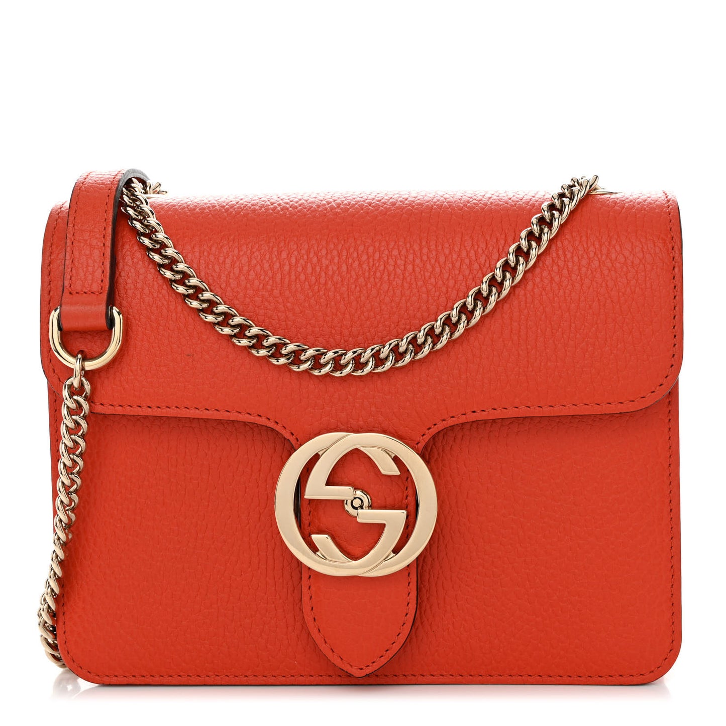 Dollar Calfskin Small Interlocking G Shoulder Bag Sun Orange