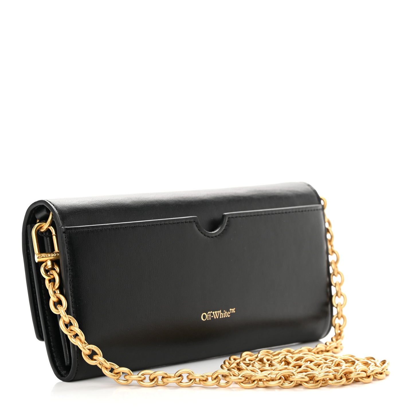 Calfskin Jitney Quote Flap Wallet On Chain Black