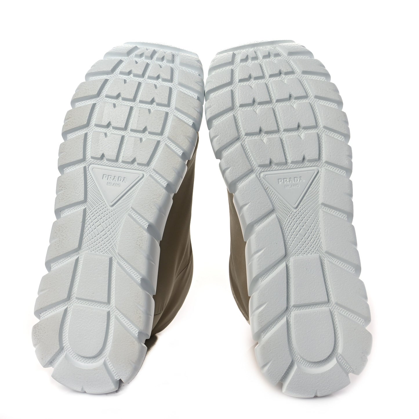 Re-Nylon Gabardine Rubber Triangle Logo Quilted Womens Rush Piuma 50mm Mid Sneakers 40.5 Deserto