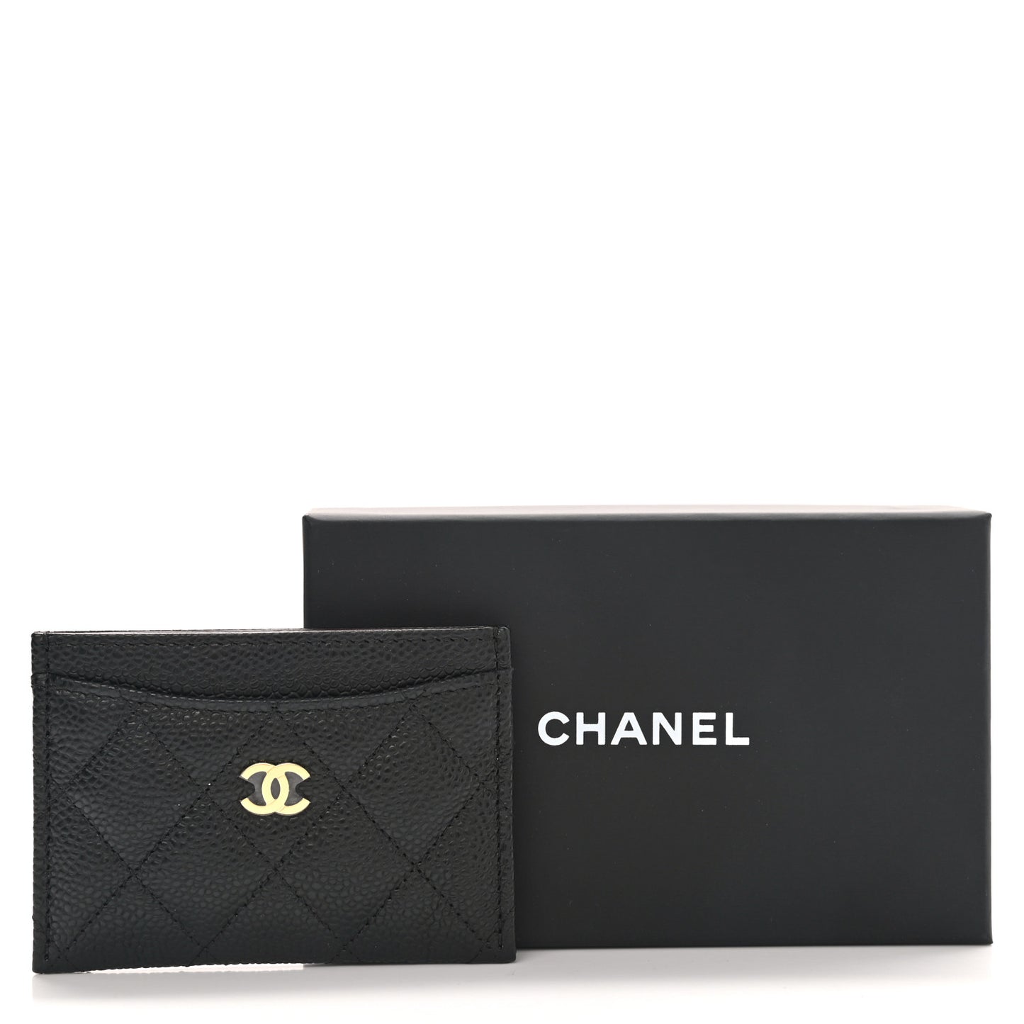 Caviar Quilted Card Holder Black