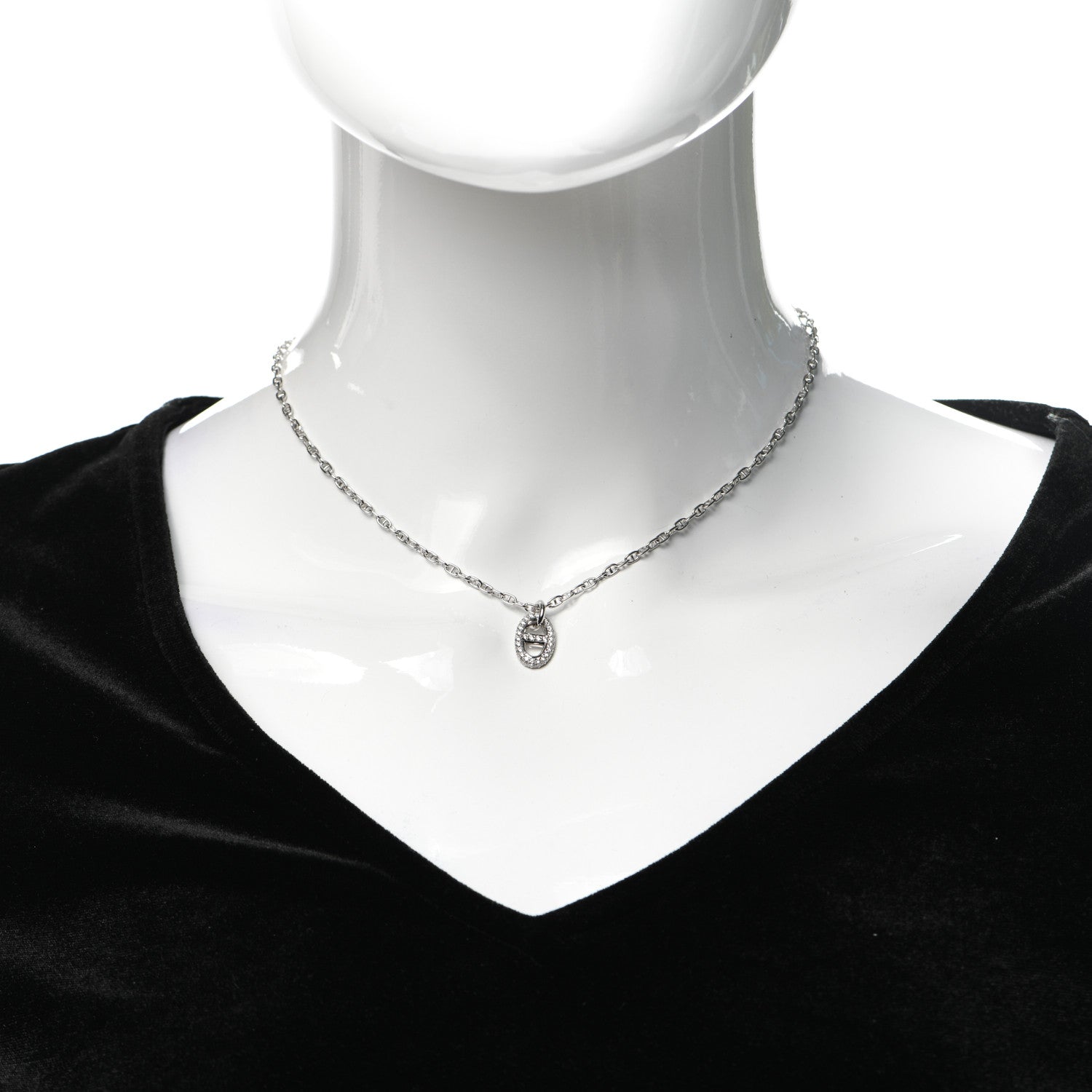 Hermes 18K White Gold Diamond New Farandole Pendant Necklace 2 of 5