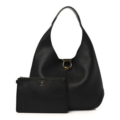 Salvatore Ferragamo Calfskin Margot Hobo Black 1 of 7
