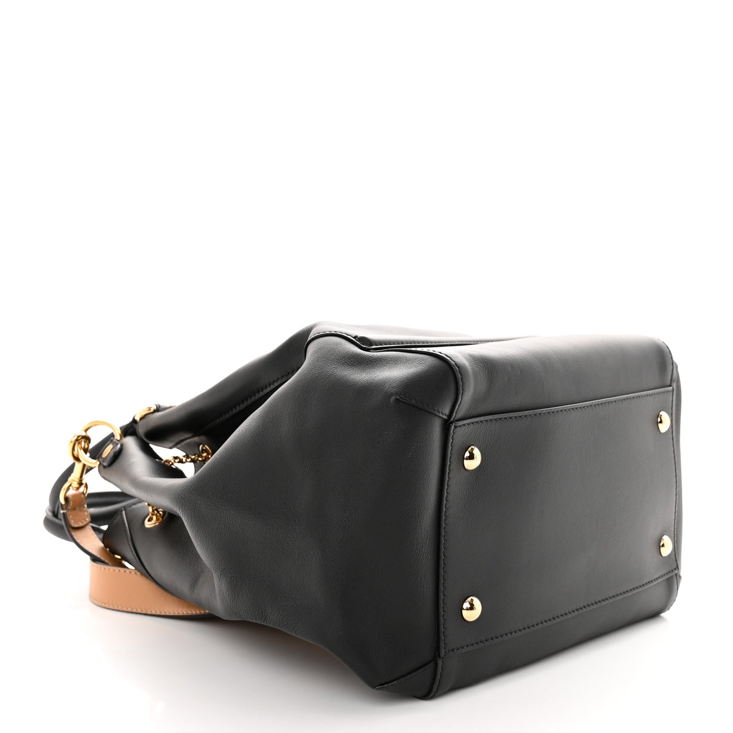 Vitello Grace King Karligraphy Chain Bucket Bag Black Bisquit