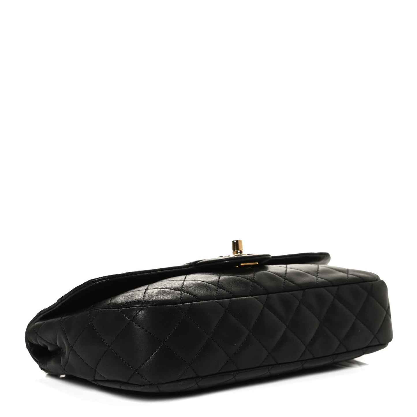Lambskin Quilted Single Flap Black