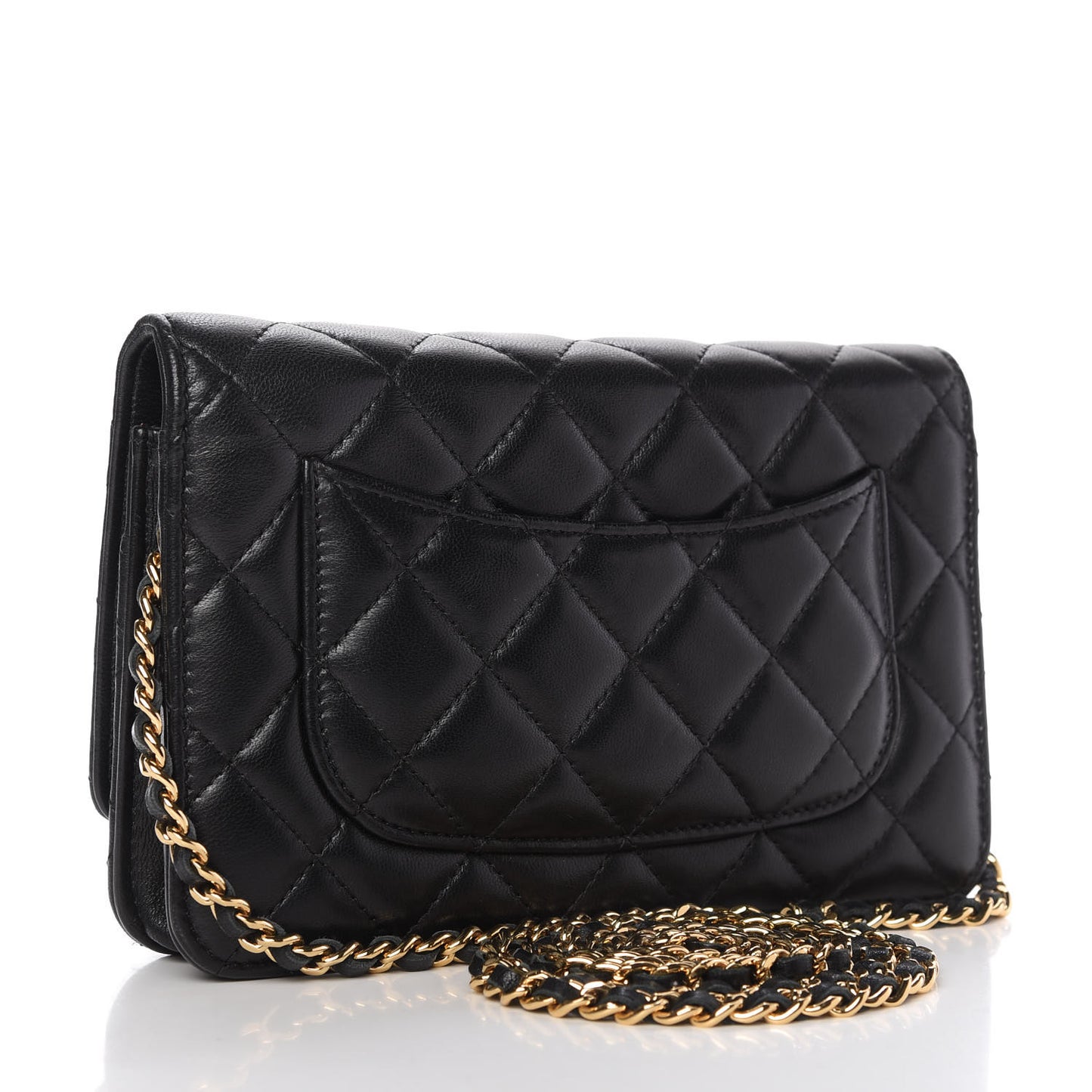 Lambskin Quilted Wallet On Chain WOC Black