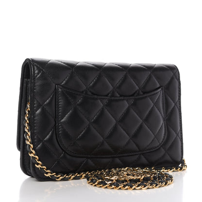 Chanel Lambskin Quilted Wallet On Chain WOC Black 3 of 13