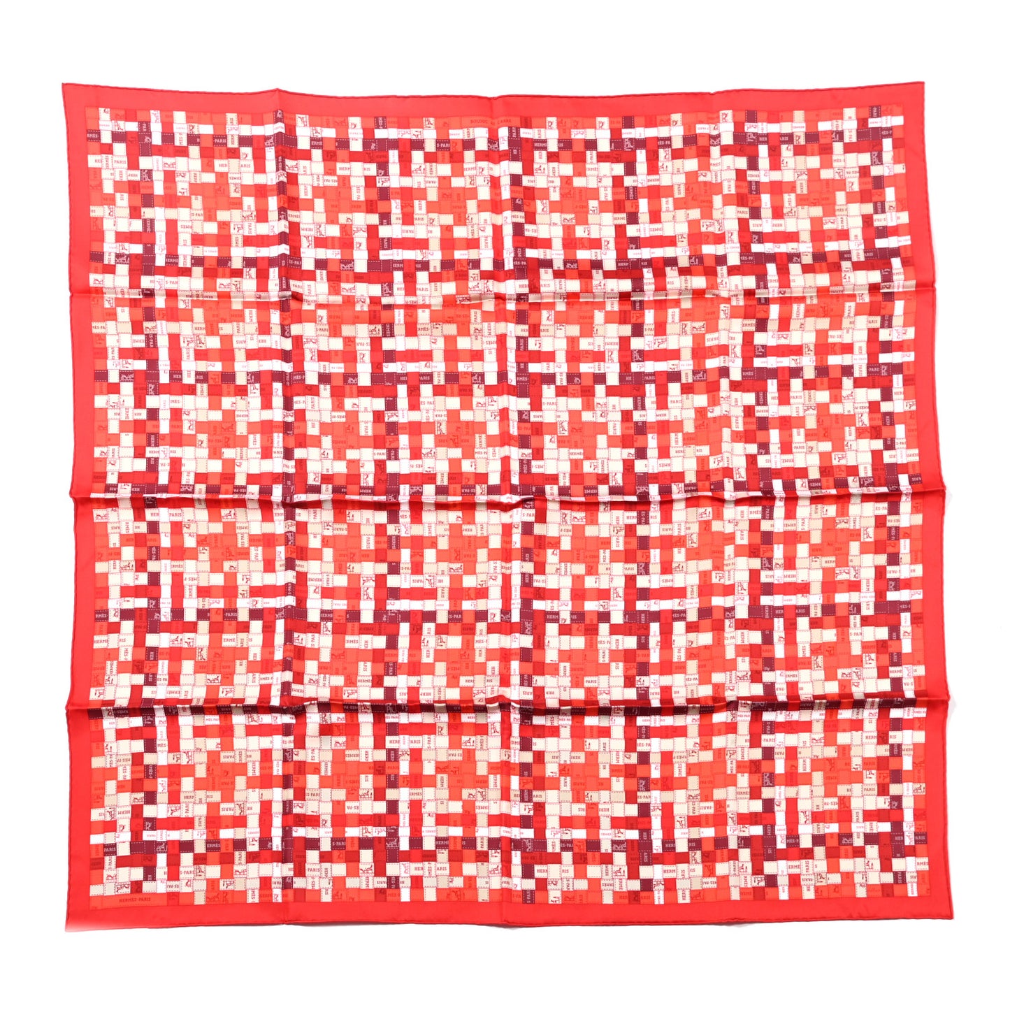Silk Bolduc Au Carre Scarf 90 Rouge Bordeaux Gris