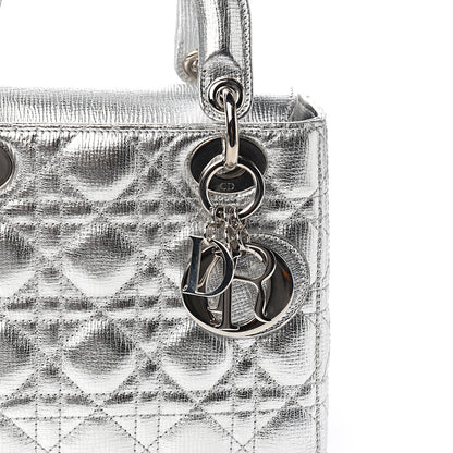 Christian Dior Metallic Grained Calfskin Cannage Small Lucky Badges My Lady Dior Silver 9 of 9