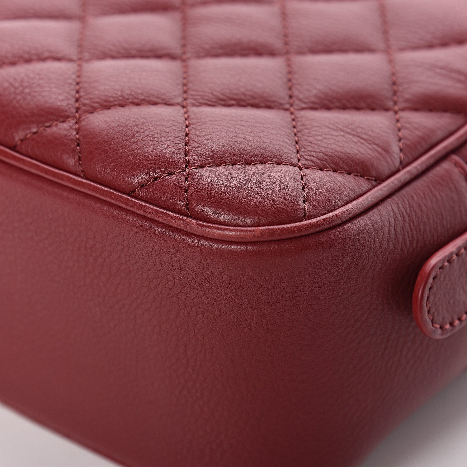 Chanel Calfskin Quilted CC Small Vanity Case Dark Red 11 of 12