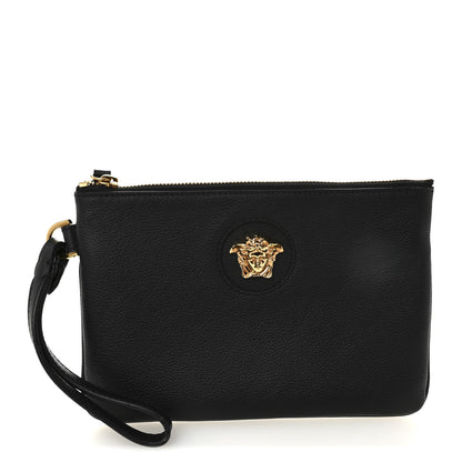 Versace Grained Calfskin La Medusa Pouch Black 1 of 8