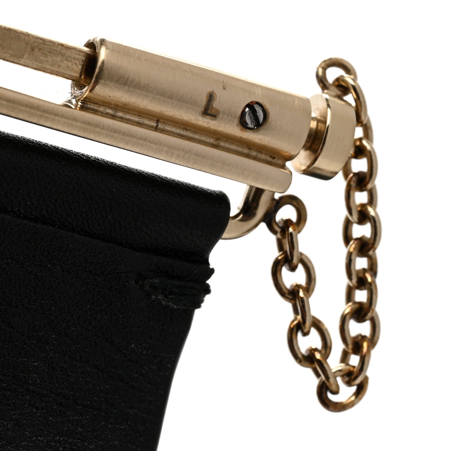 Calfskin CC Wide Cuff L Black Gold
