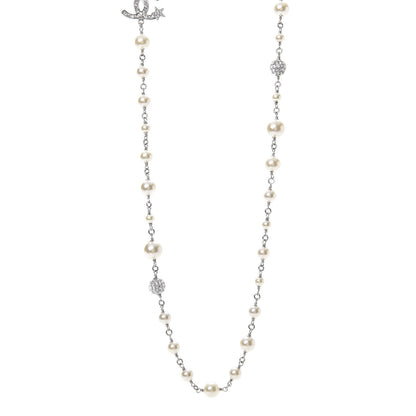 Chanel Pearl CC Star Long Necklace Silver 1 of 5