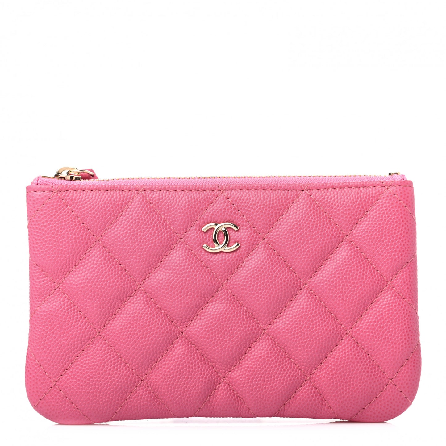 Caviar Quilted Small Cosmetic Case Pink
