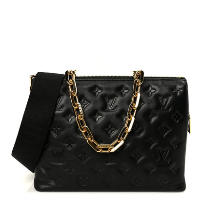 Louis Vuitton Lambskin Embossed Monogram Coussin PM Black 1 of 12