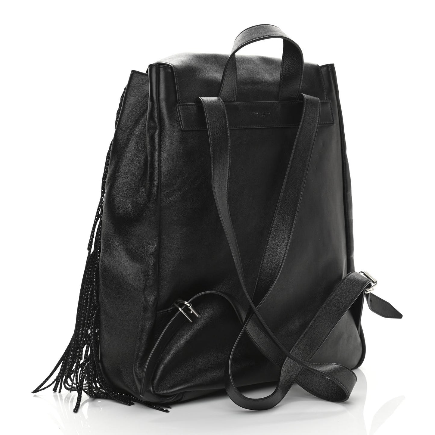 Calfskin Studded Fringe Festival Backpack Black