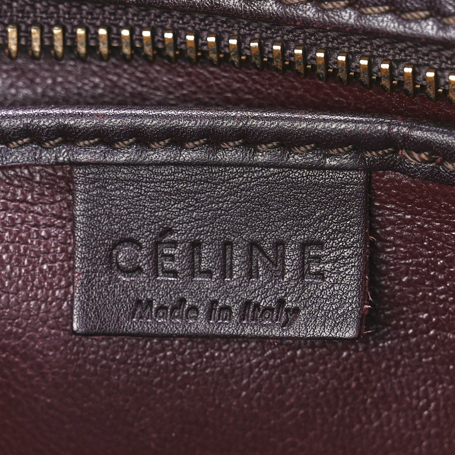 Celine Calfskin Suede Nano Tri-Color Luggage Burgundy 6 of 11