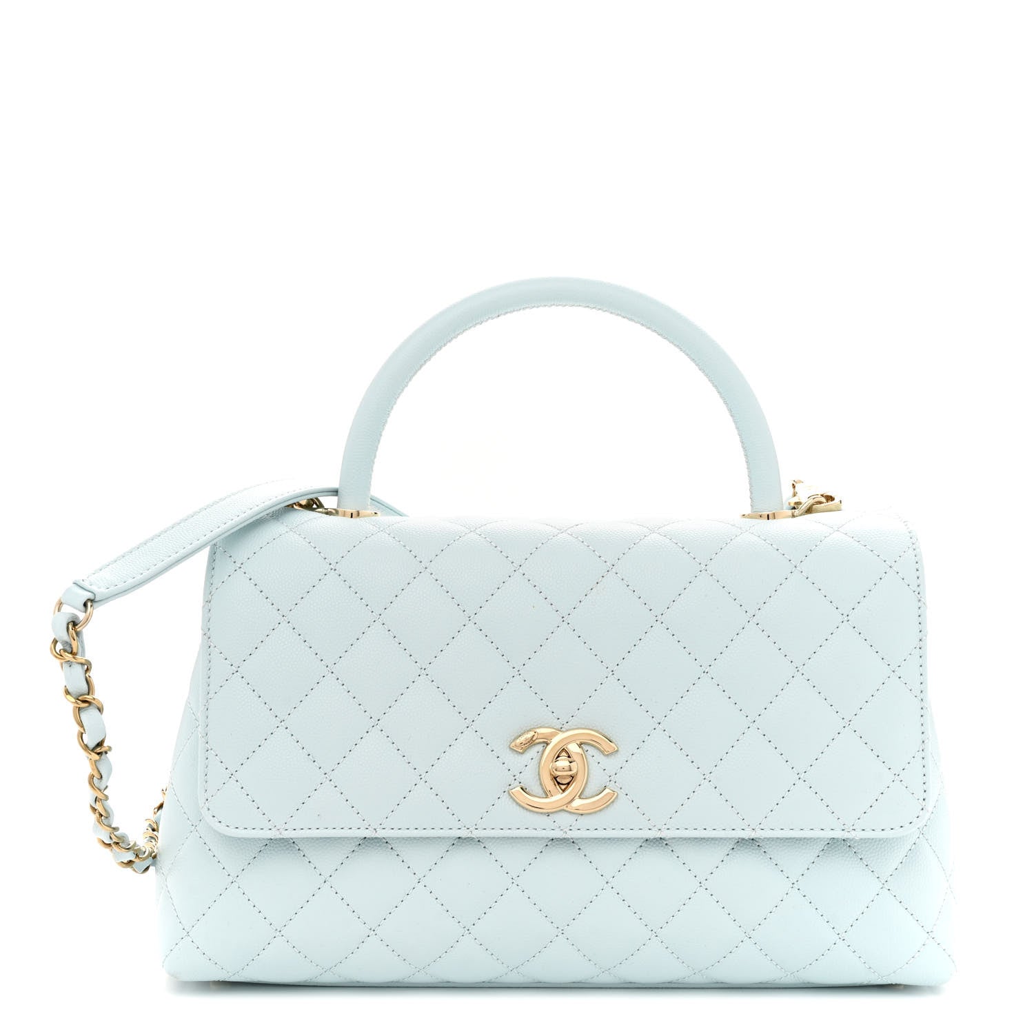 Chanel Caviar Quilted Small Coco Handle Flap Light Blue 1 of 12