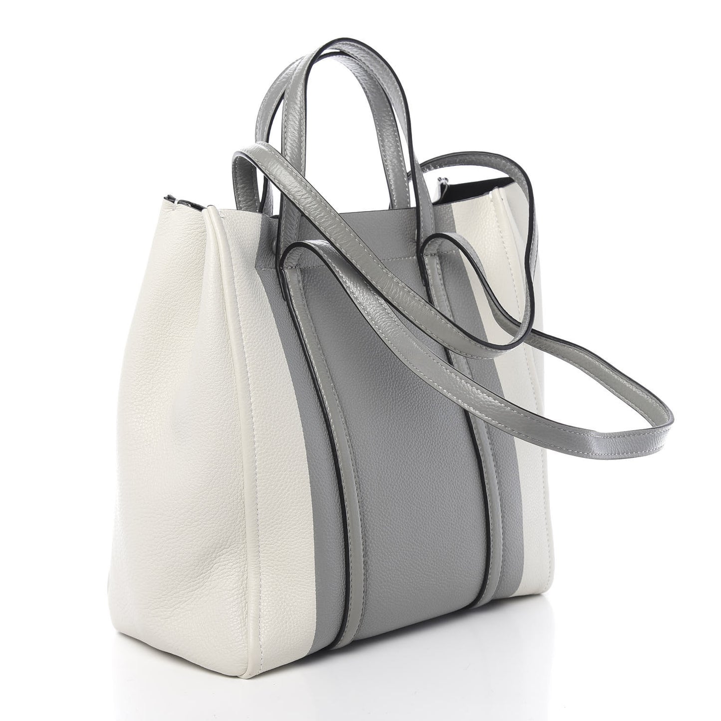 Grained Calfskin The Tag Tote Grey White