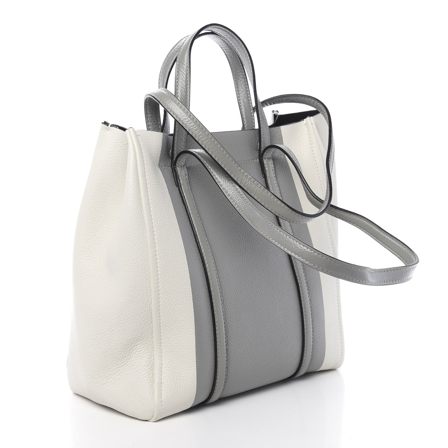 Marc Jacobs Grained Calfskin The Tag Tote Grey White 3 of 10
