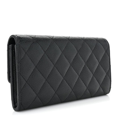 Chanel Caviar Quilted Large Gusset Flap Wallet Black 3 of 16