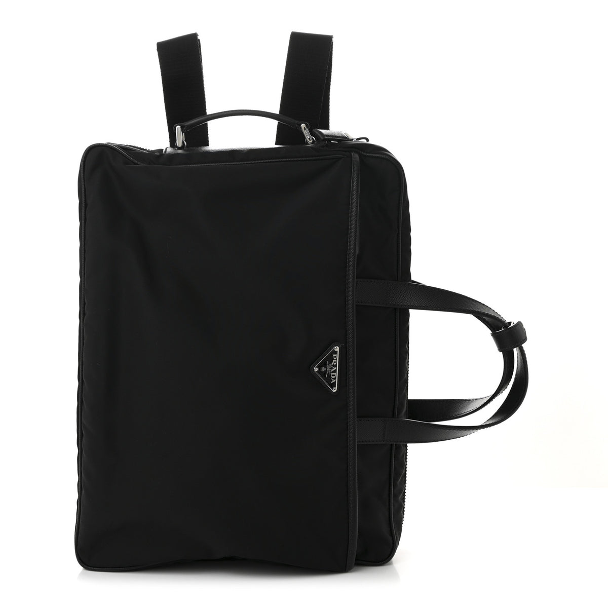 Tessuto Nylon Saffiano Briefcase Black