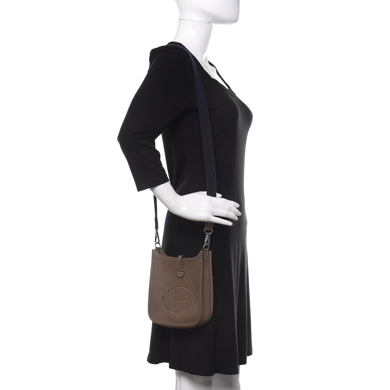 Hermes Taurillon Clemence Amazone Evelyne TPM Etoupe Bleu Indigo 2 of 10