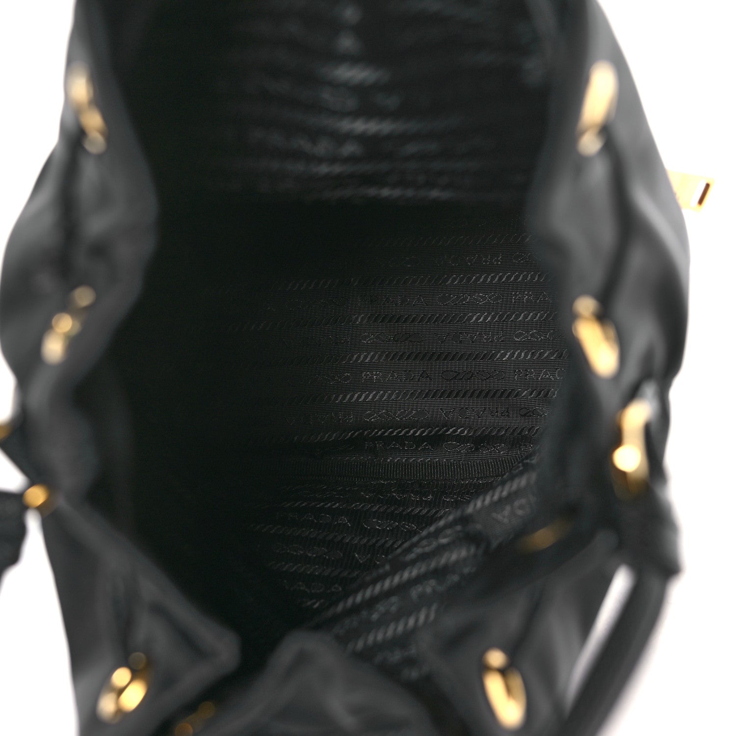 Prada Saffiano Tessuto Nylon Mini Bucket Crossbody Bag Black 5 of 10