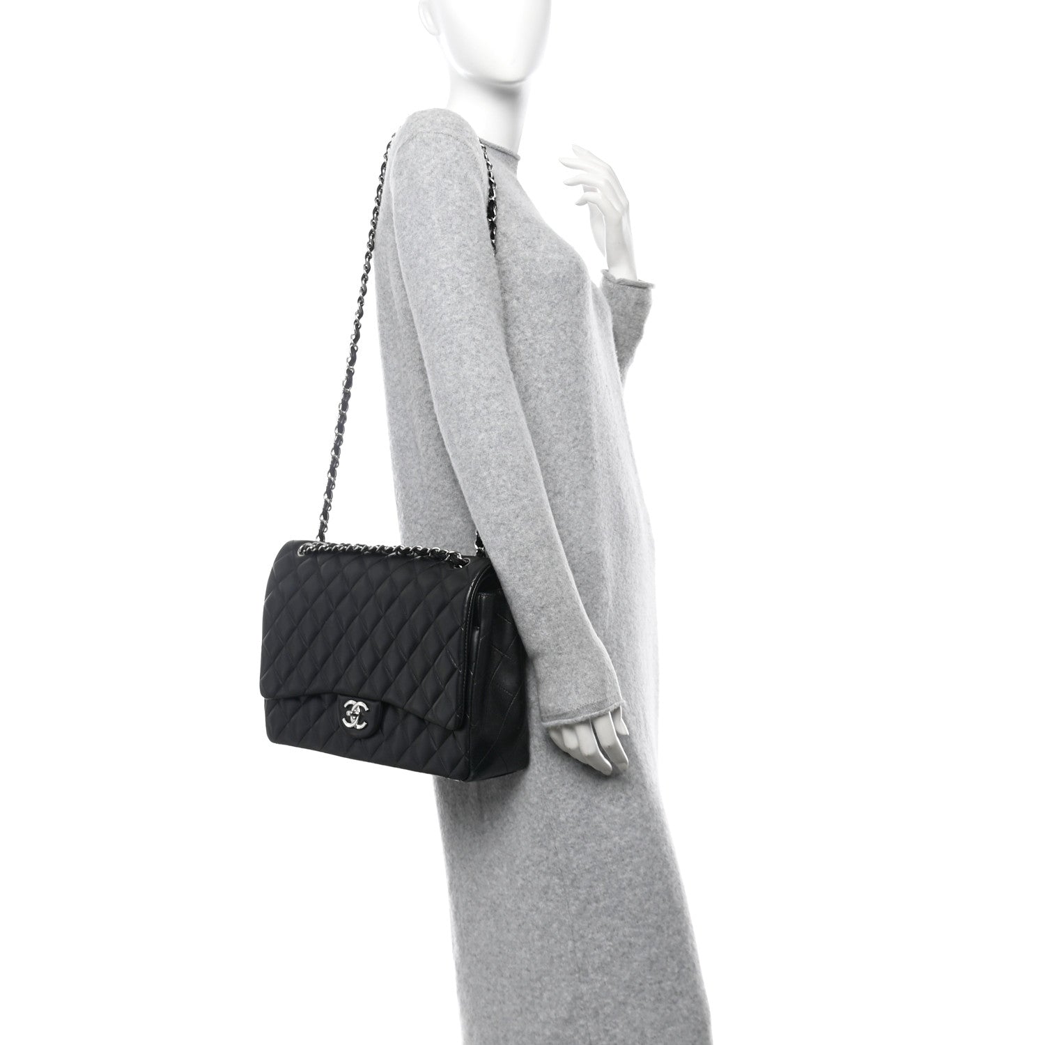 Chanel Lambskin Quilted Maxi Double Flap Black 2 of 16