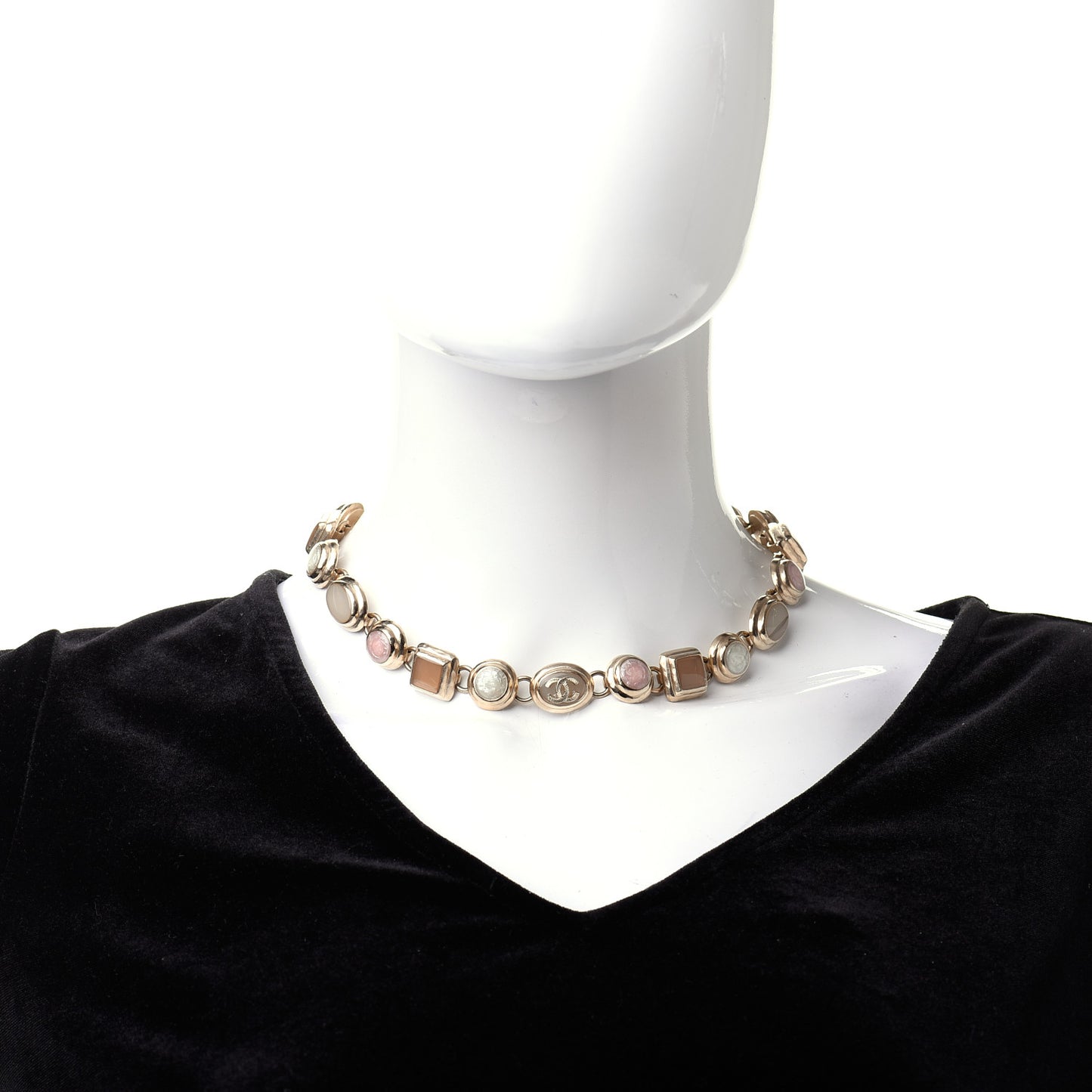 Stones CC Necklace Gold