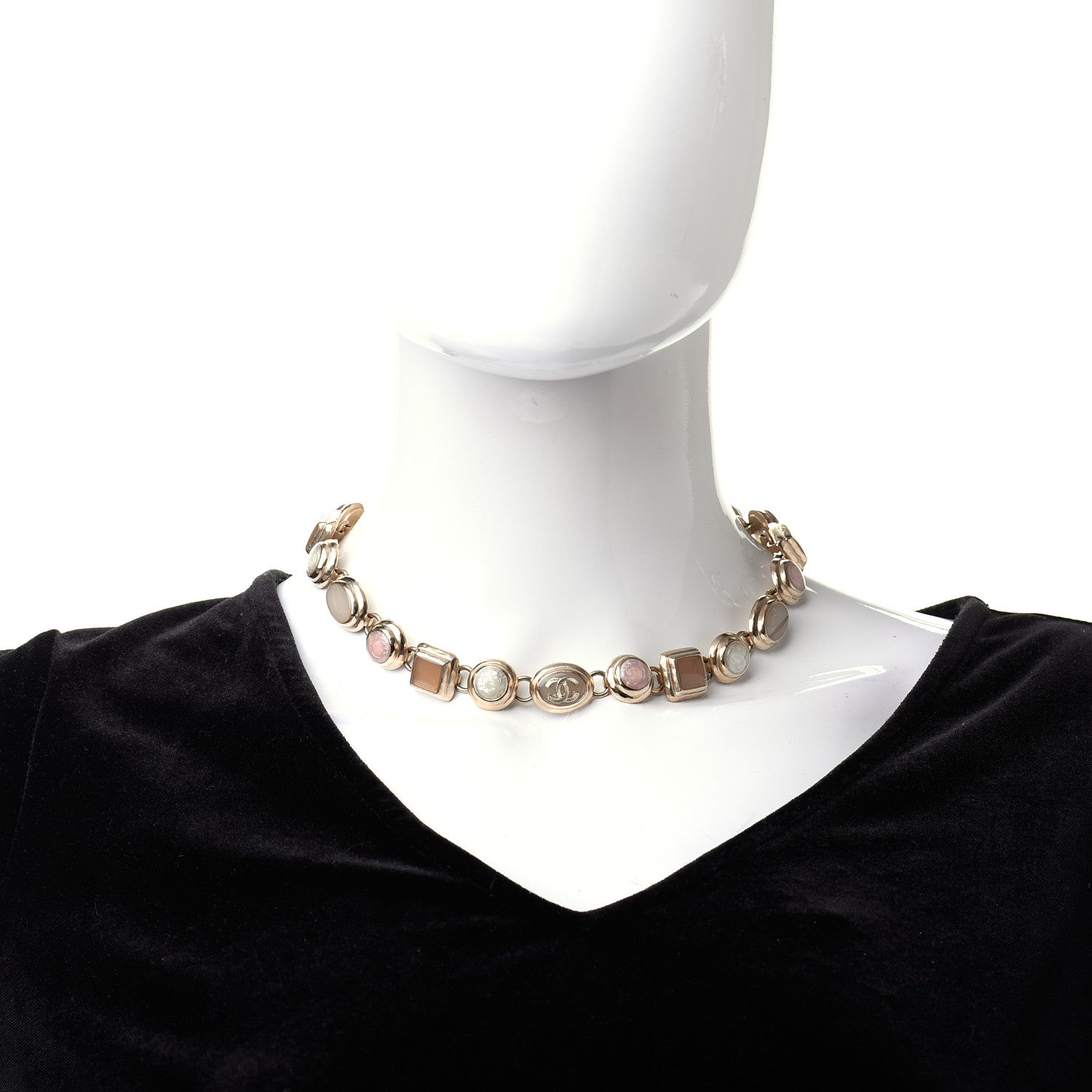 Chanel Stones CC Necklace Gold 2 of 6