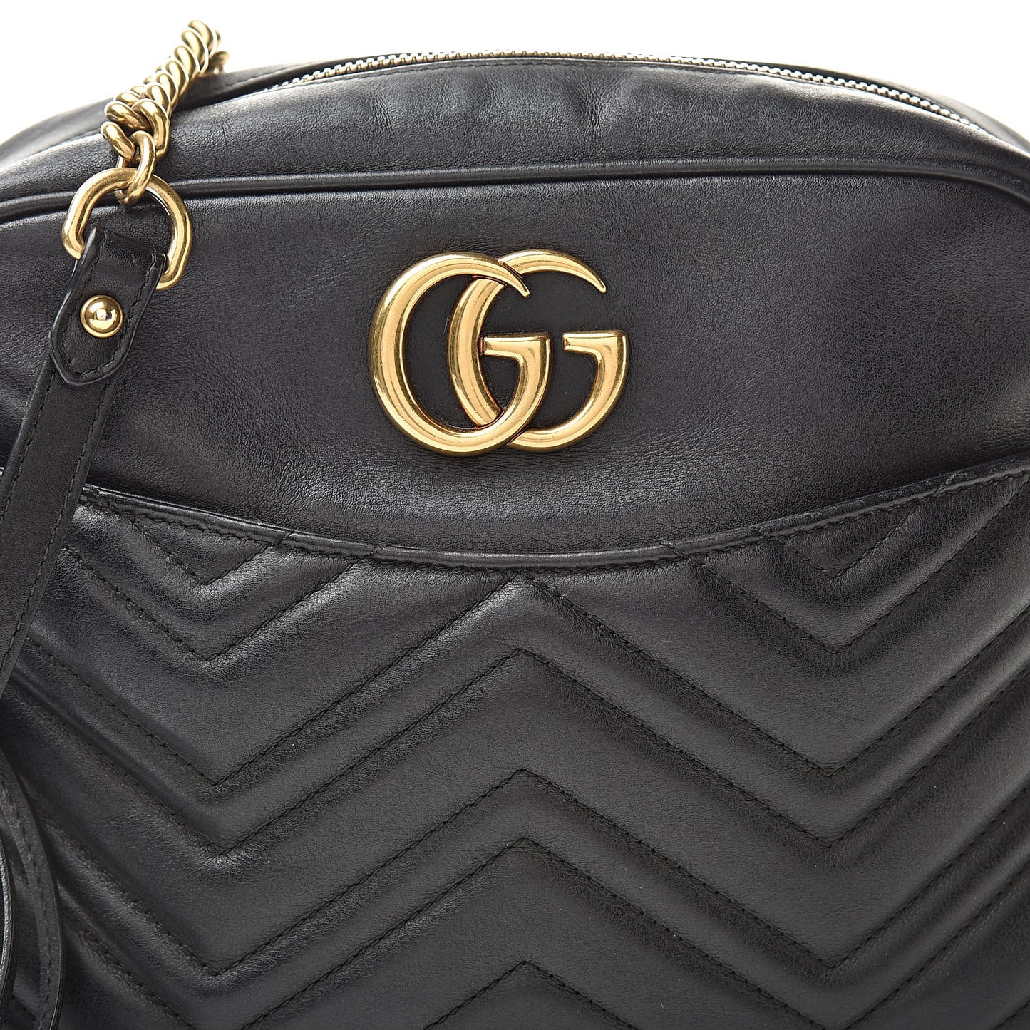 Calfskin Matelasse Medium GG Marmont Chain Shoulder Bag Black