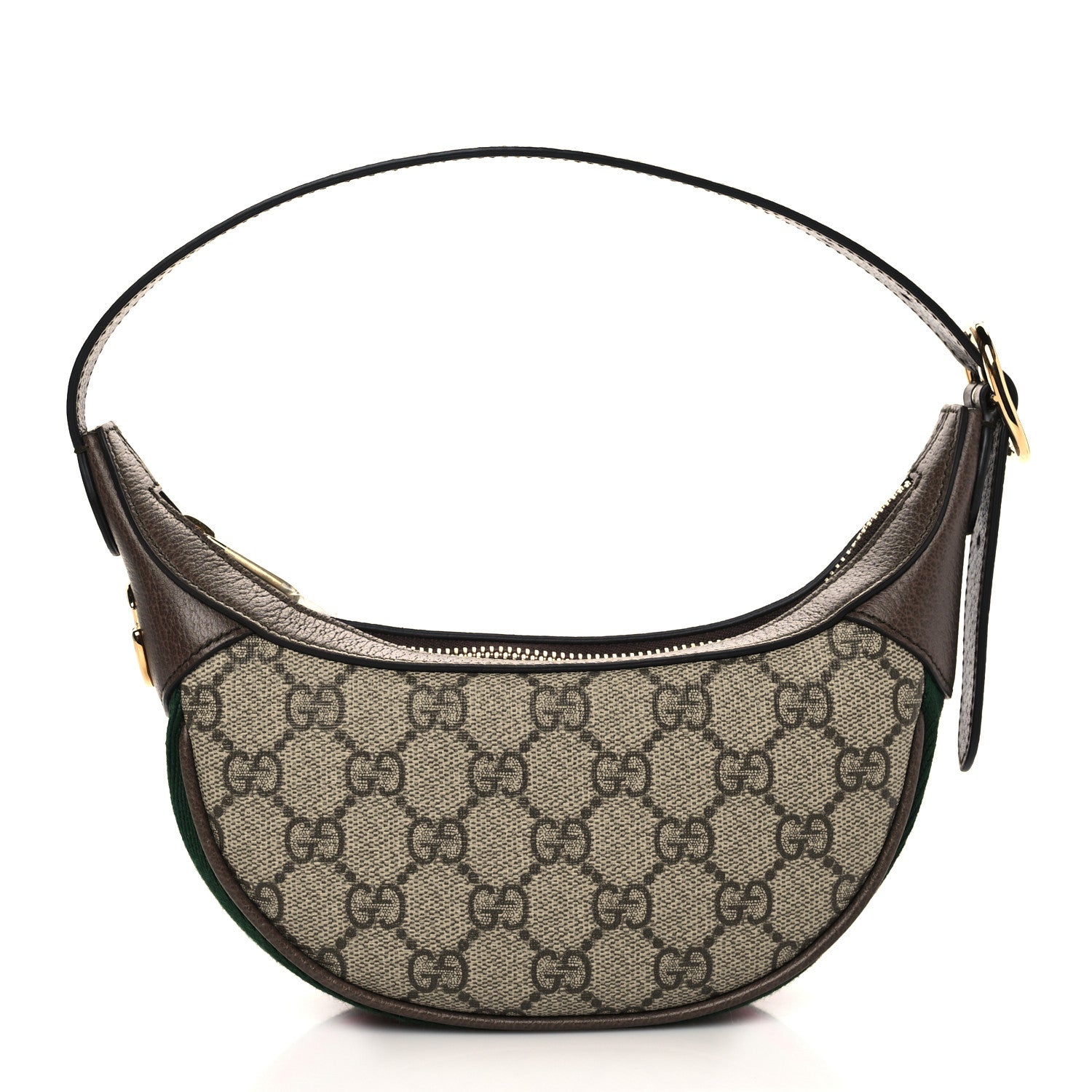 Gucci GG Supreme Monogram Textured Calfskin Web Mini Ophidia Half Moon Hobo Beige Ebony New Acero 1 of 6