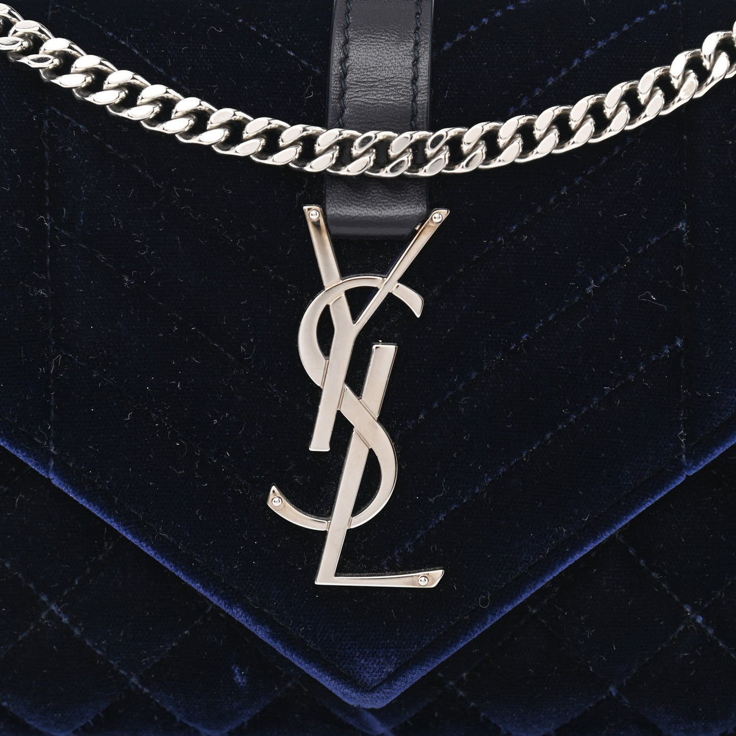 Velvet Matelasse Triquilt Small Monogram Satchel Navy