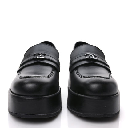 Chanel Calfskin CC Platform Loafers 38 Black 2 of 8