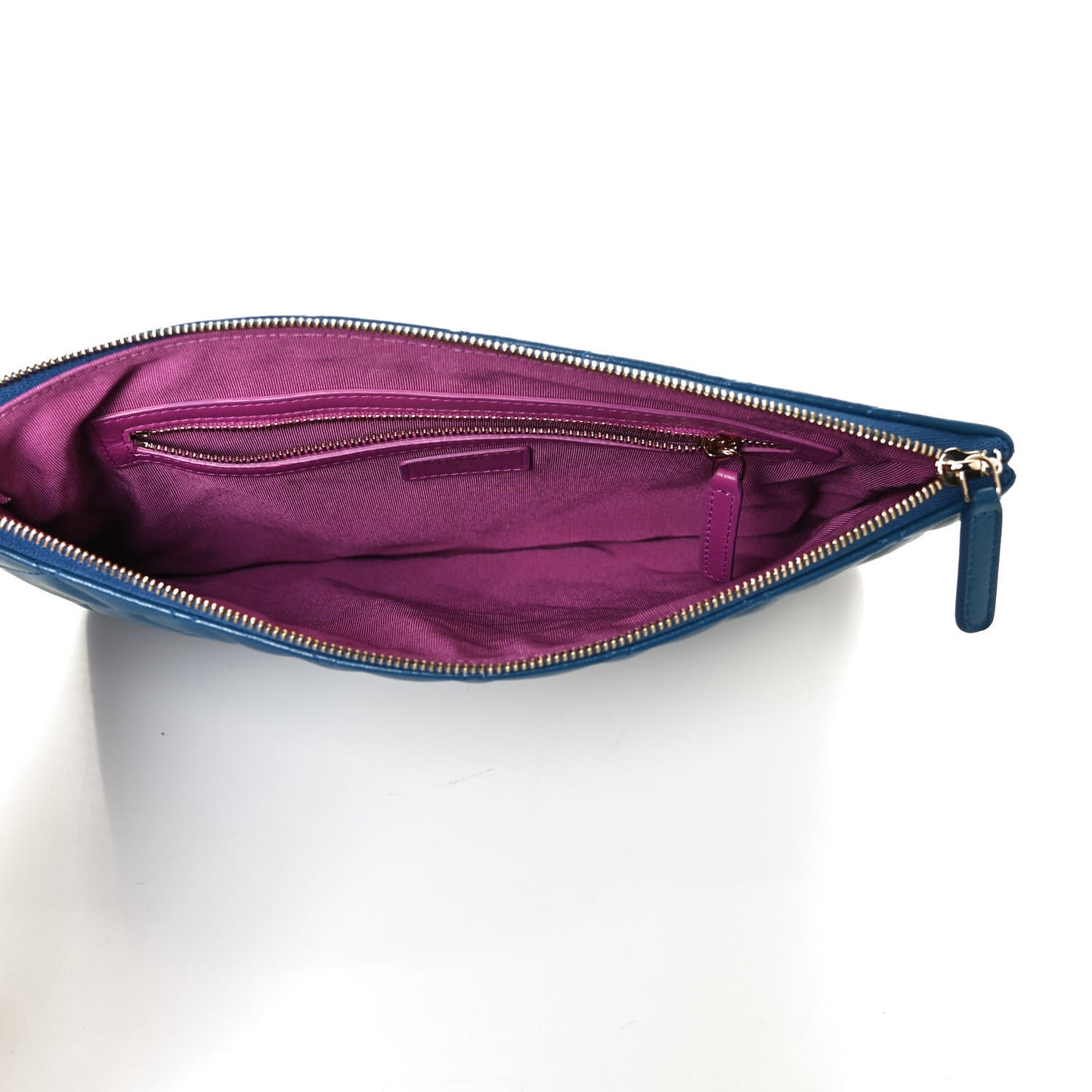 Lambskin Quilted Medium CC Cosmetic Case Blue Pink