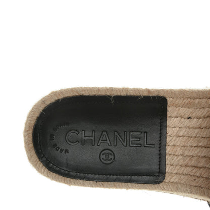 Chanel Calfskin CC Espadrille Slip On Sandals 37.5 Black 7 of 7