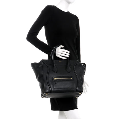 Celine Drummed Calfskin Mini Luggage Black 2 of 11