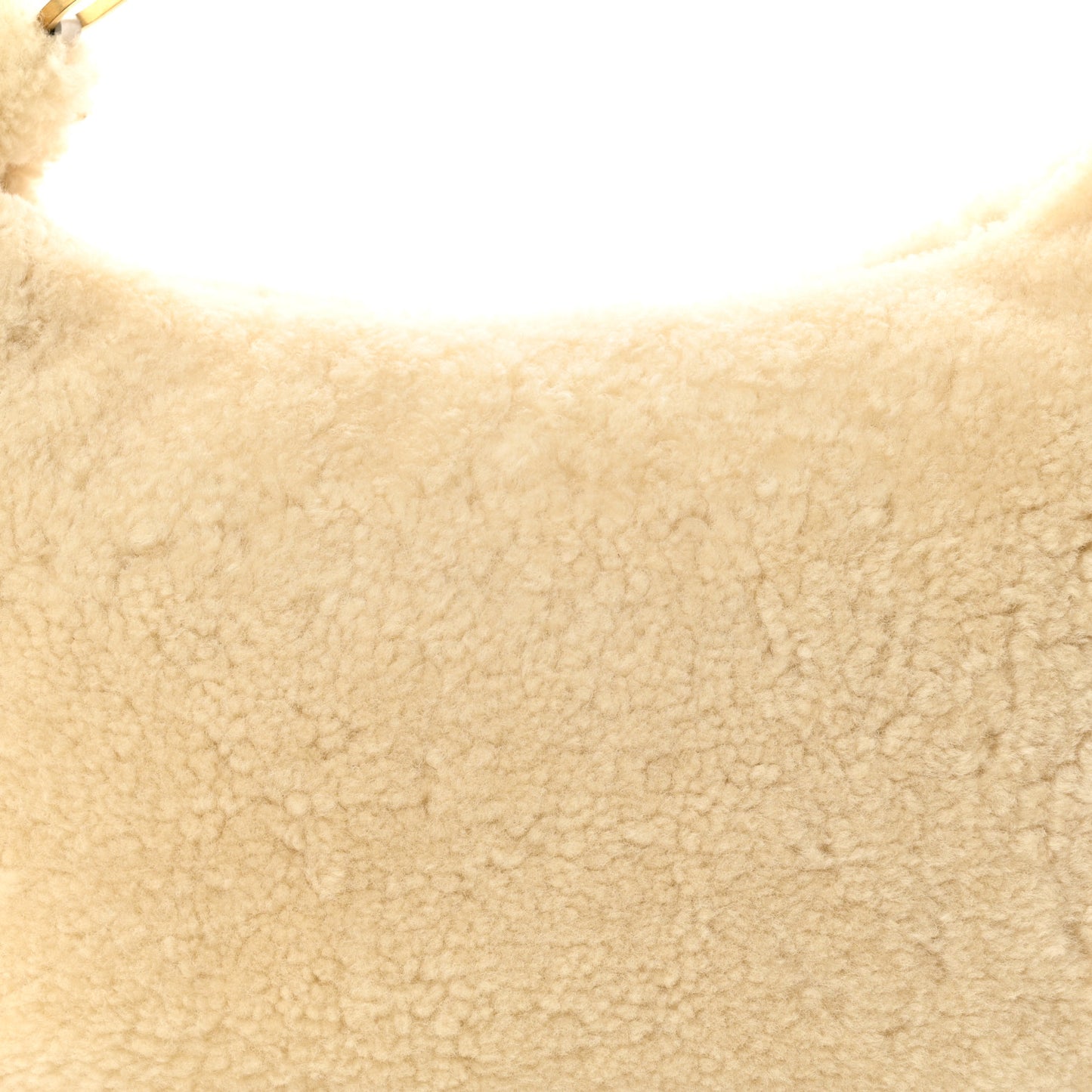 Shearling Paperclip Hobo Bag Beige