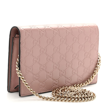 Gucci Guccissima Signature Bowy Chain Wallet Dark Cipria 3 of 10