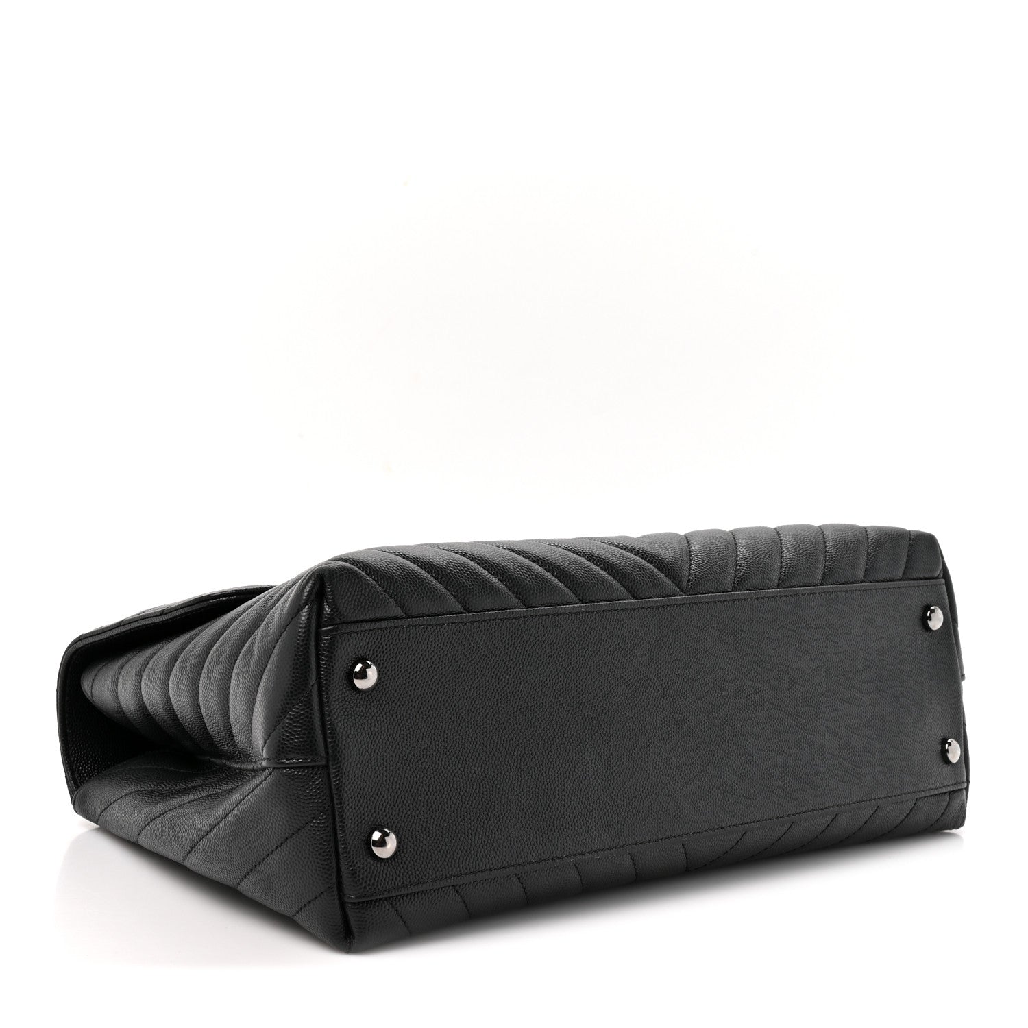 Chanel Caviar Chevron Quilted Medium Coco Handle Flap Black 3 of 12