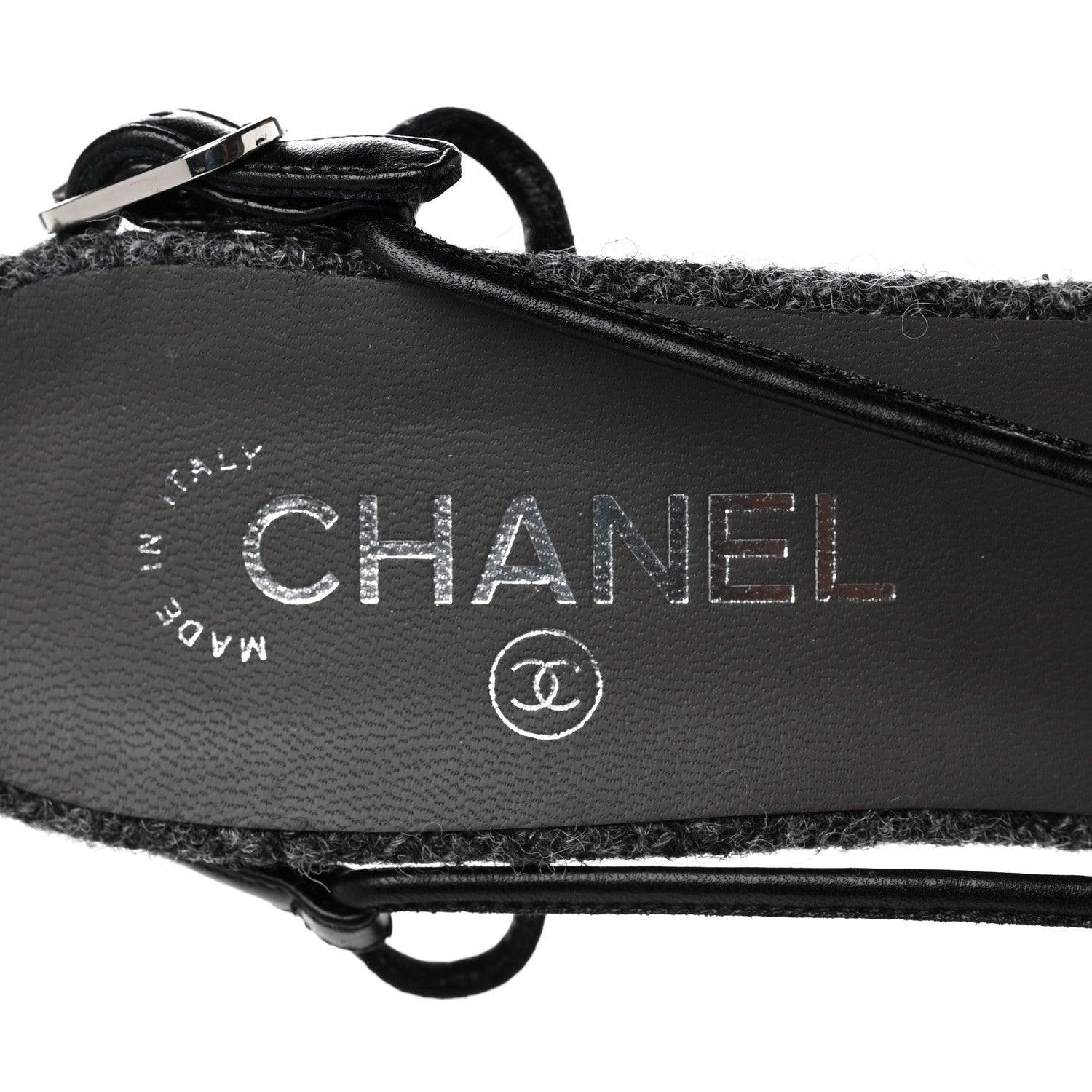 Chanel Tweed Satin Slingback Cap Toe Bow Pumps 39 Grey Black 8 of 9