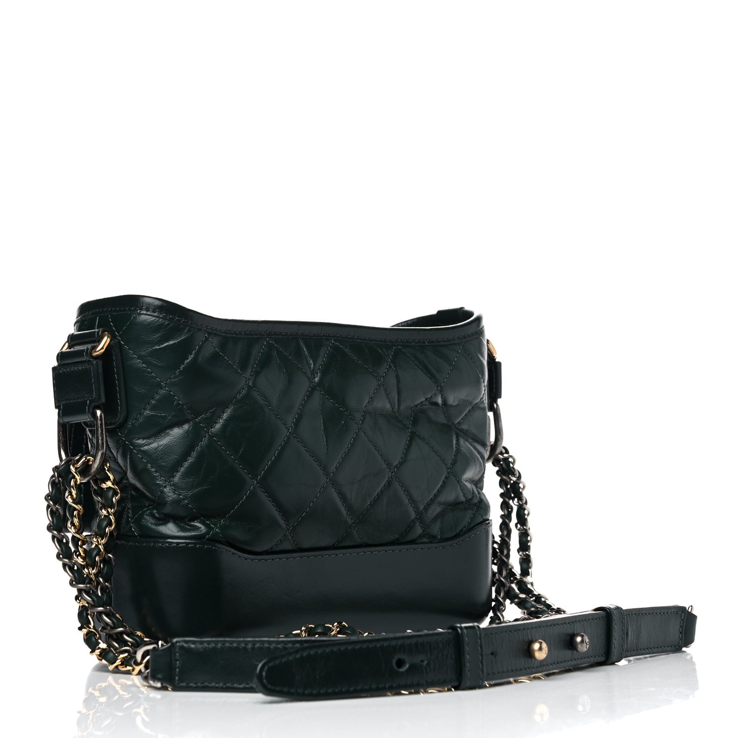 Aged Calfskin Quilted Small Gabrielle Hobo Dark Green