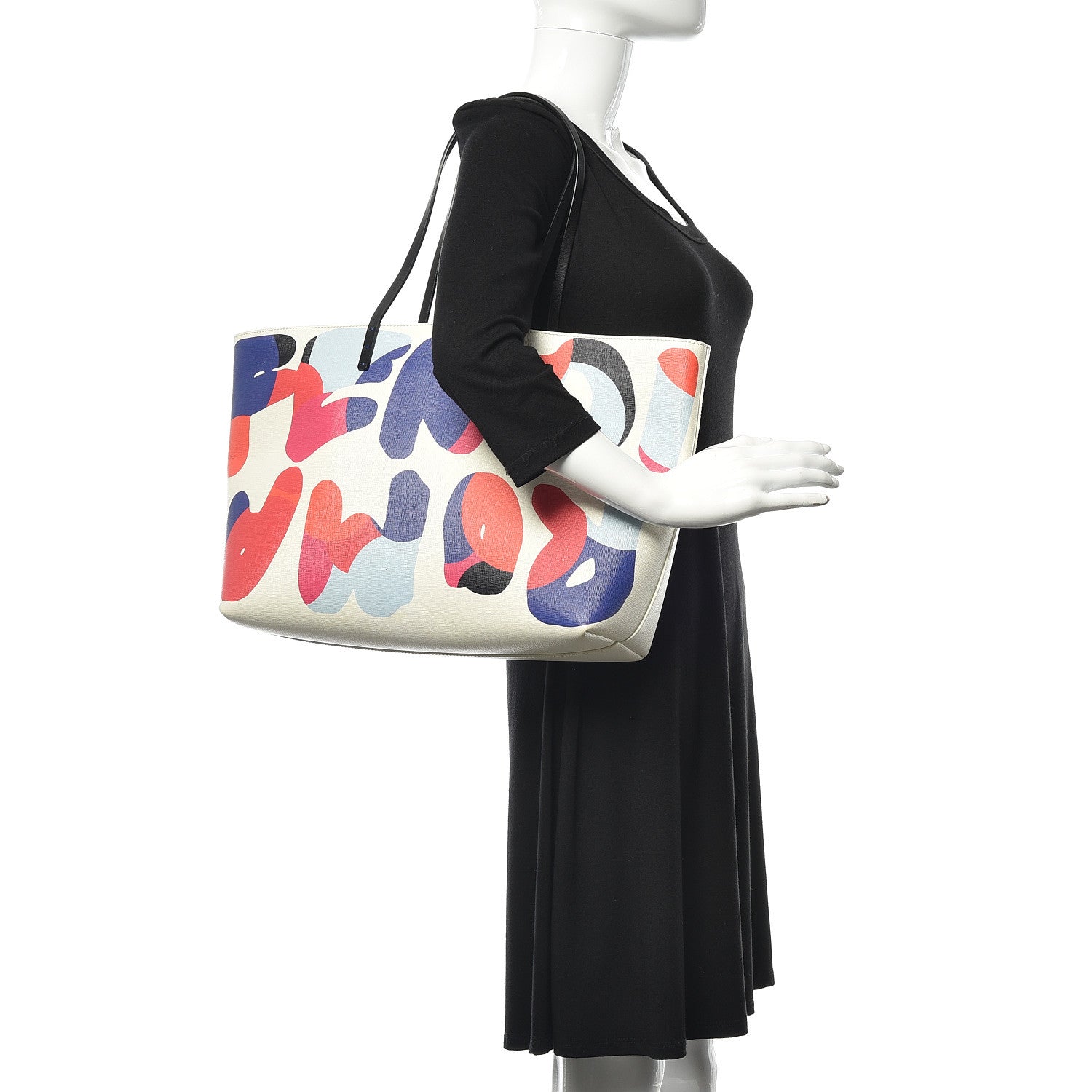 Fendi Vitello Elite Roma Print Signature Roll Tote White Multicolor 2 of 15